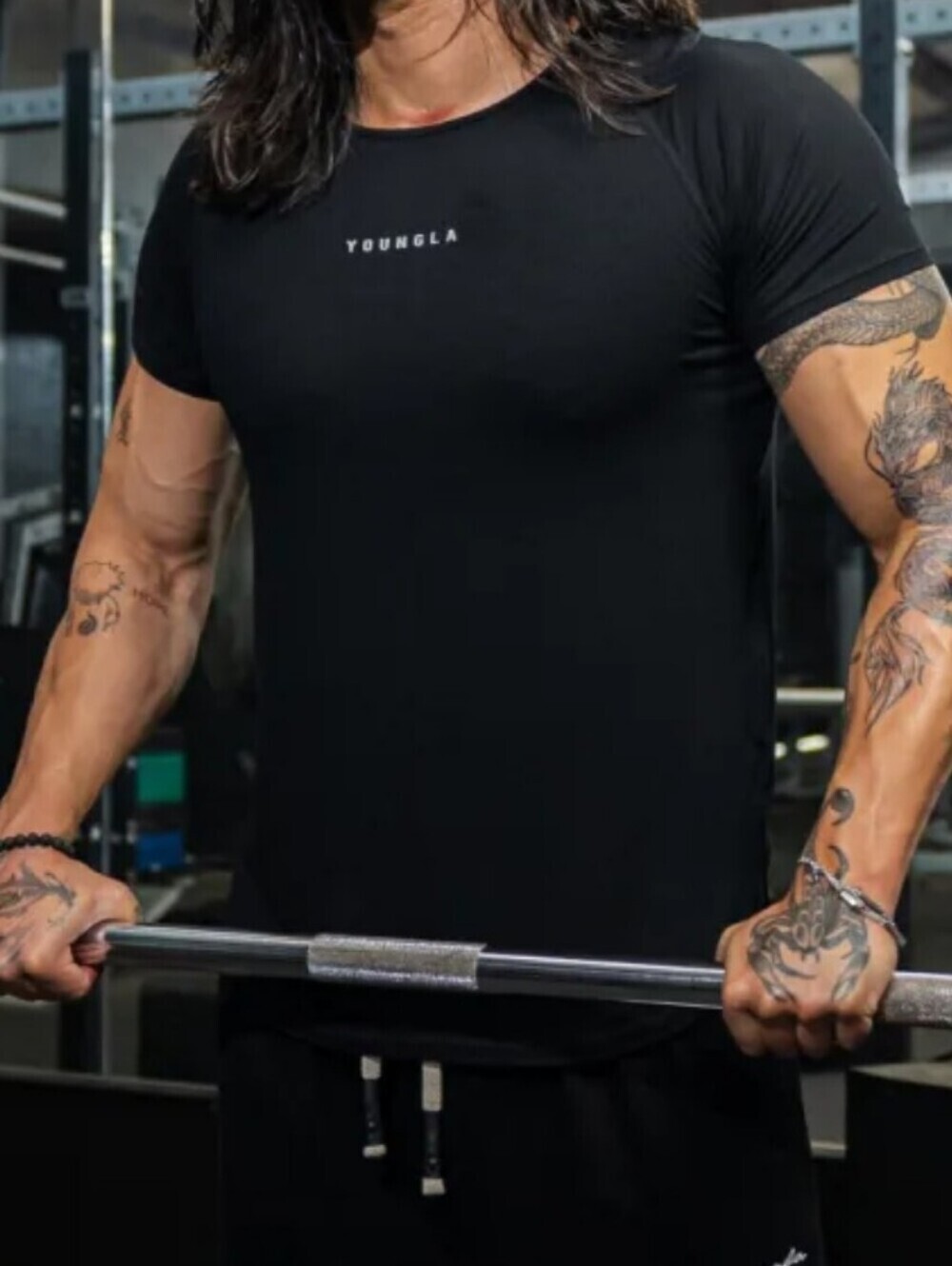 YoungLA 403 Men's Elite Workout Gym T-shirt Black Muscle Tee Size Medium